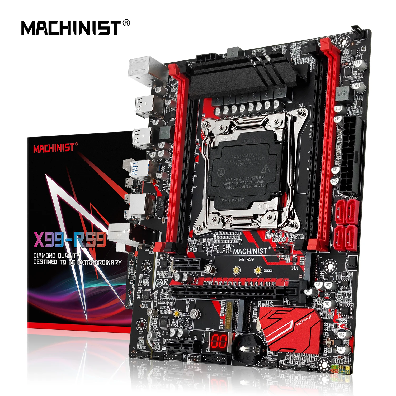 MACHINIST-placa base X99 RS9, LGA 2011-3, compatible con Intel Xeon E5 2666 2667 2670 V3 V4 DDR4, memoria RAM SATA M.2 NVME, cuatro canales