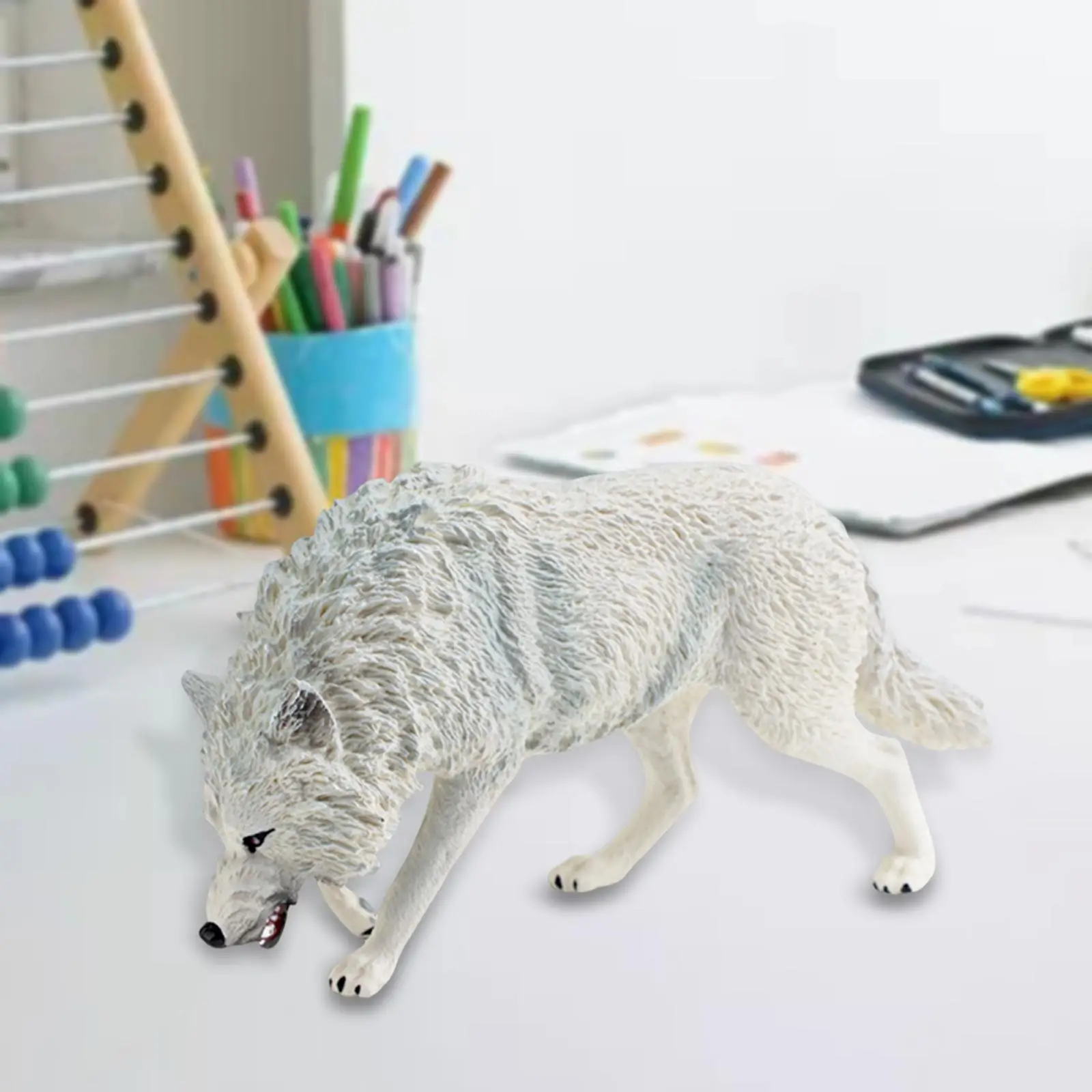 Mini Wolf Figurine Home Decor Hand Painted Model Collection Educational Toy for 3