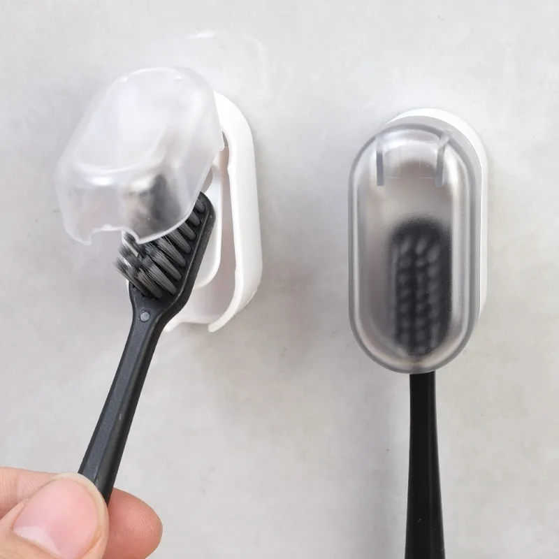 Punch-free Toothbrush Holder Space Saving Wall-Mounted Dust-free Organizer Boxes Bathroom Self Adhesive Racks 1-5PCS
