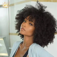 MsSunlight Afro crépus bouclés perruque cheveux humains perruques courtes pour femme cheveux humains 100% naturel 4B 4C cheveux brésiliens perruques pleine Machine 1