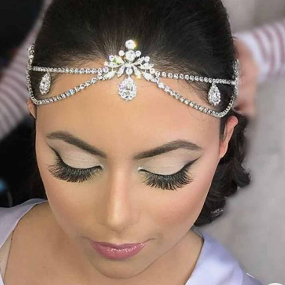 StonefansCrownDoublePendantTiaraforWeddingBrideHeadbandWomenRhinestoneHairChain