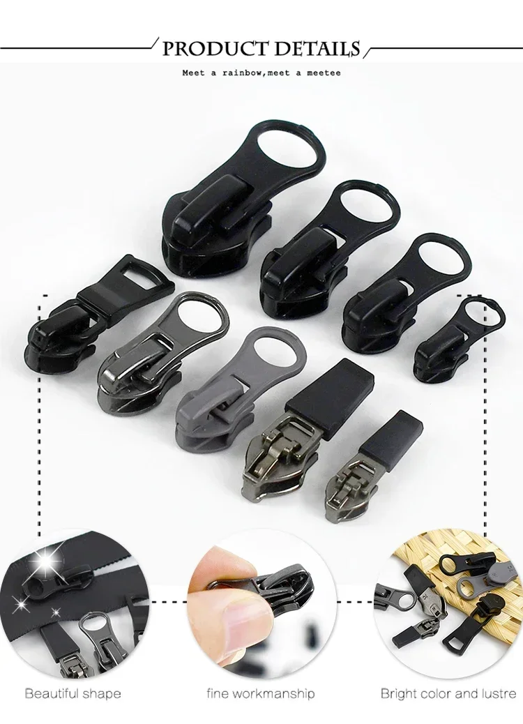 Description Picture 6 of item10Pcs Meetee 3# 5# 8#10# Reverse Zipper Sliders for Waterproof Nylon Zips Head Bags Tent Coat Invisible Zip Pull DIY Accessories