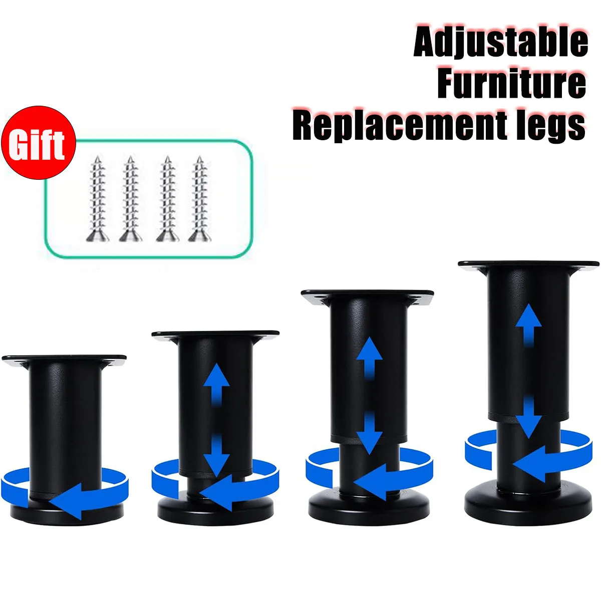 WMYCONGCONG 4 Pcs Adjustable Furniture Cabinet Metal Legs - View #13