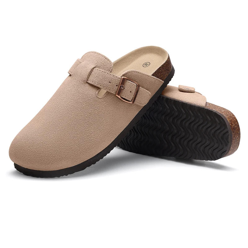 Bebealy Fashion Suede Men Clogs Slippers Soft Cork Beach Slippers Outdoor Women Nonslip Mules With Arch Support Men Slippers 2