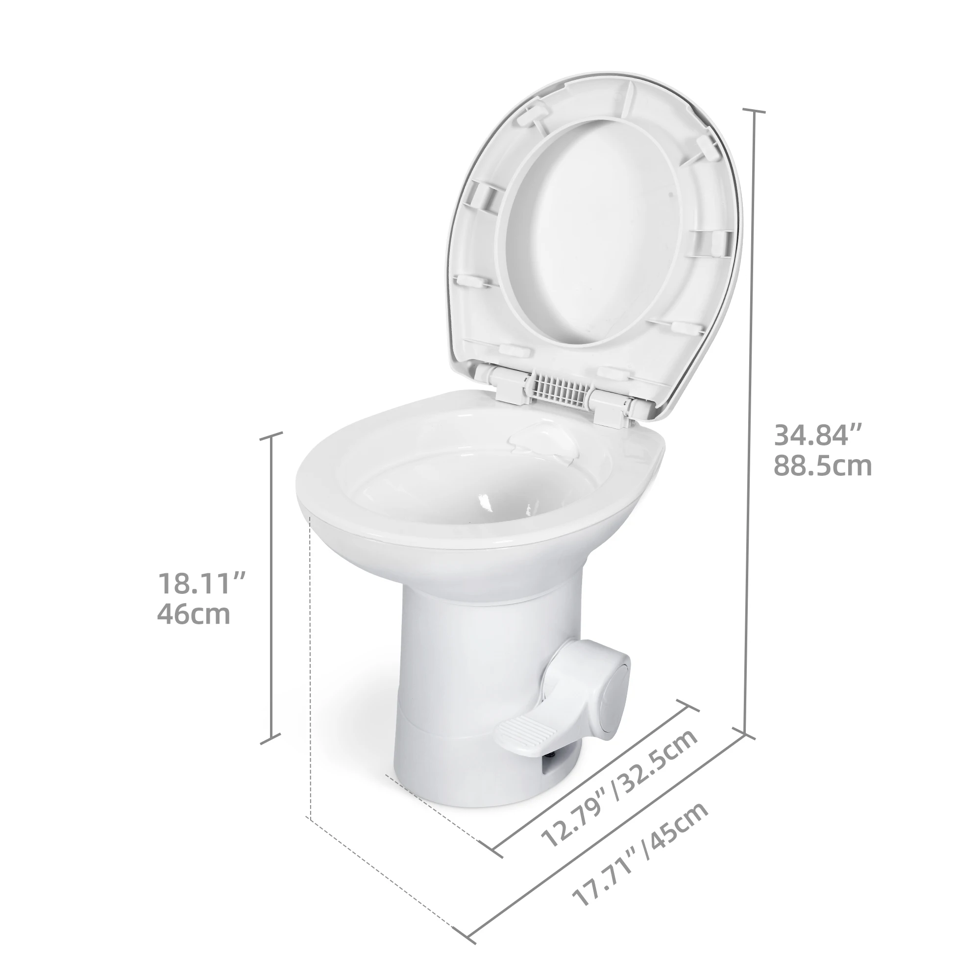 Portable Toilet High Profile w/ Pedal Flush for Outdoor Boat RV Travel Camping
