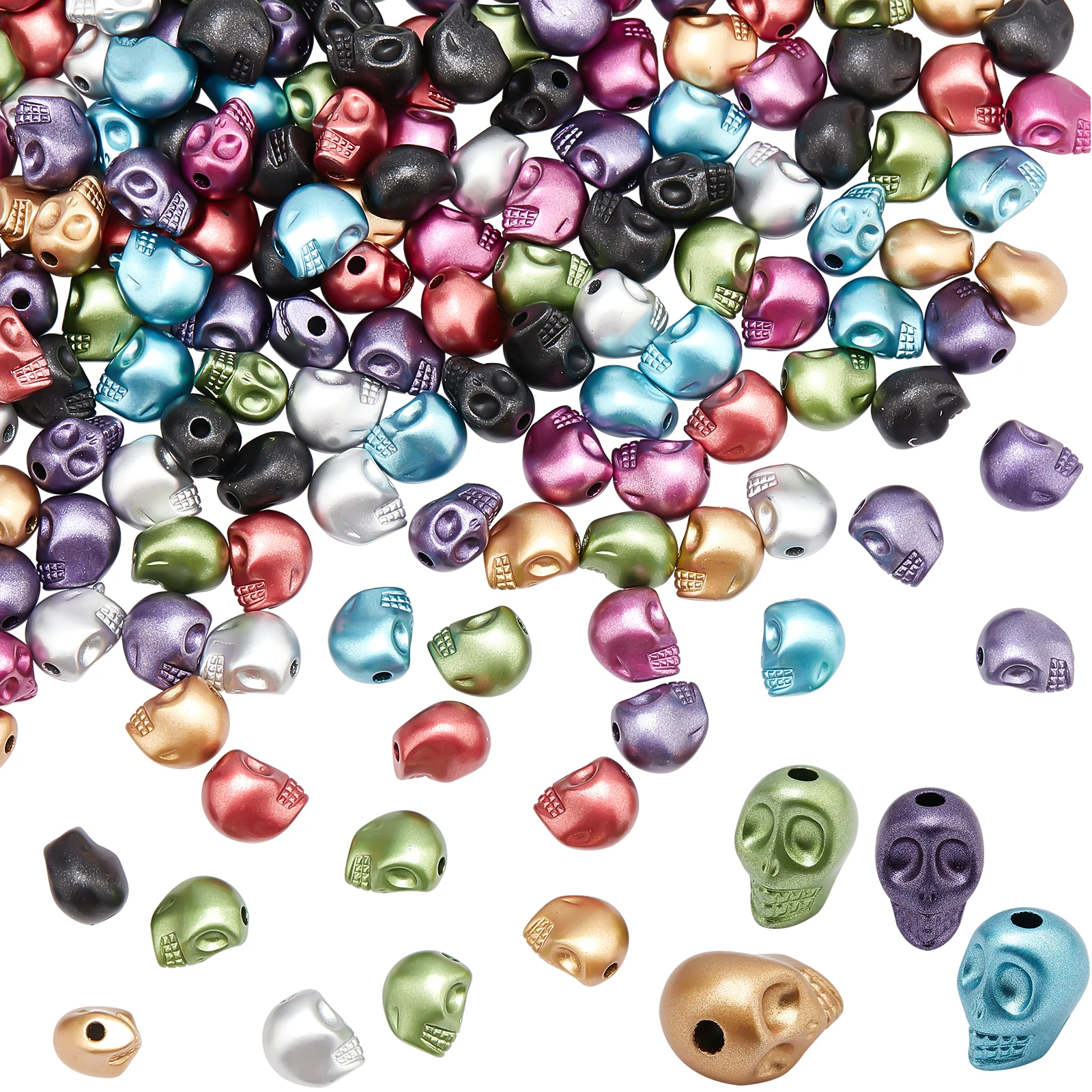 1200 Perlas Acrílicas De 6mm - 4 Colores Halloween, Para Manualidades Y Joyería DIY