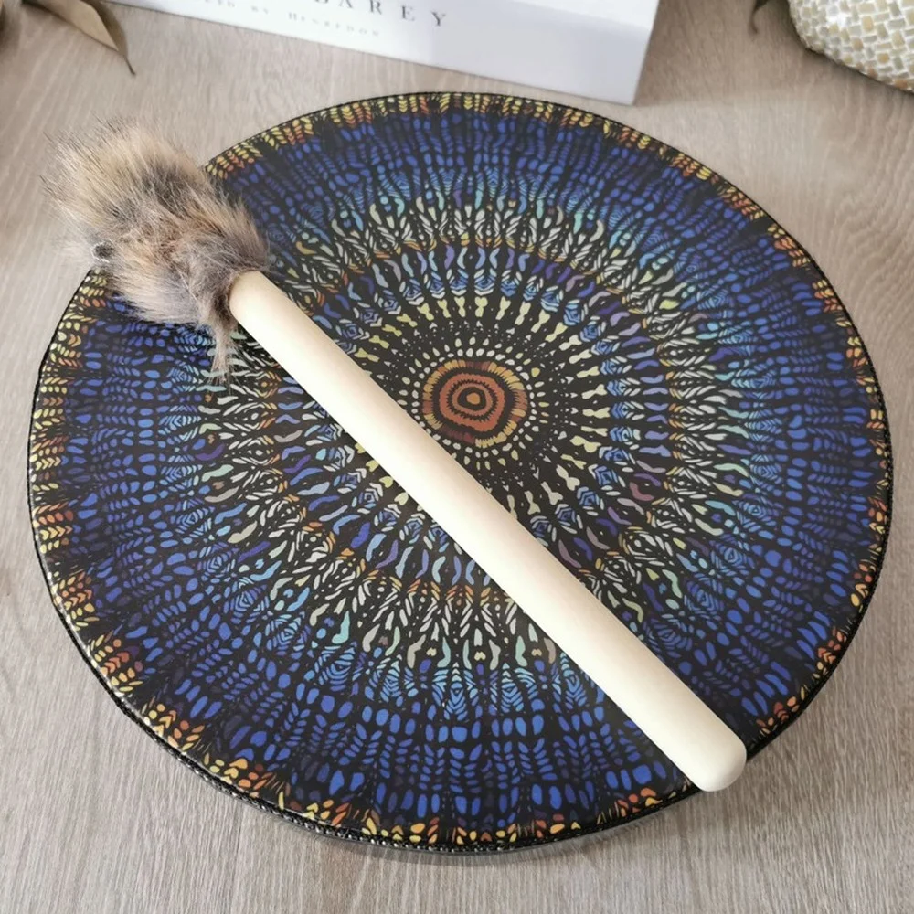 Musical Percussion Instruments Wooden Hand Drum Creative Wooden Handmade Shaman Drum 25x25cm