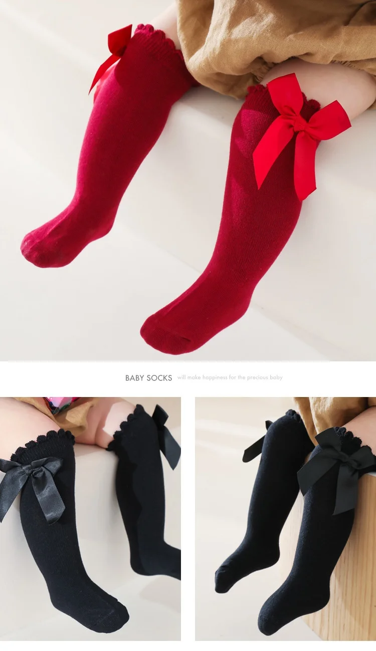 3 Paare/satz Kinder Mädchen Socken Mit Bögen Kniehohe Elegante Prinzessin kinder Socken Für Mädchen Kleinkind Baby Lange Socke herbst Frühling – Detail 8