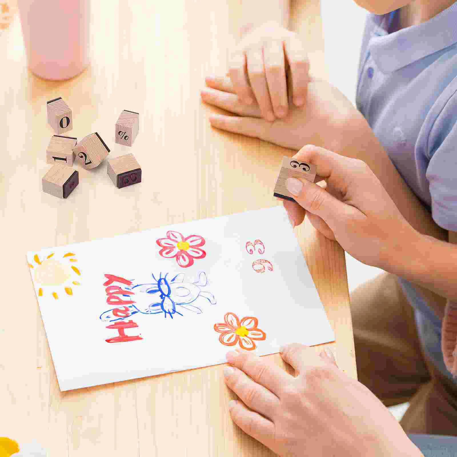 나무 스탬프 세트, DIY 플래너, 아라비아 숫자 스탬프, 도장 숫자, 미니 스크랩북