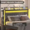 Queen Bed Frame with Adjustable Headboard & LED Lights, Upholstered Platform Bed Frame Queen Size with Type-C, Dark Grey 5