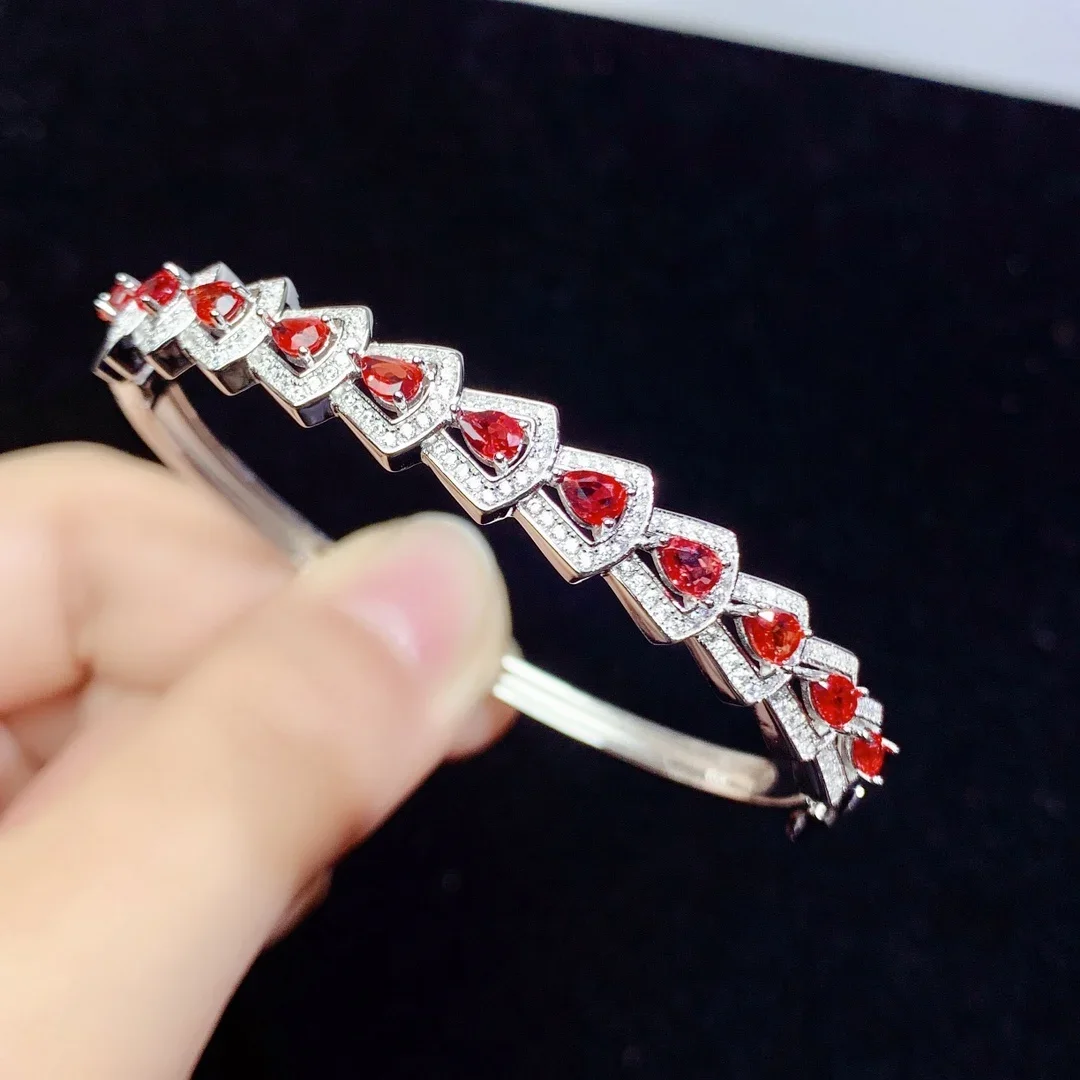 

925 Sterling Silver Orange Blue Treasure Bracelet exquisite fashion crystal All-clean women's jewelry wedding jewelry luxury