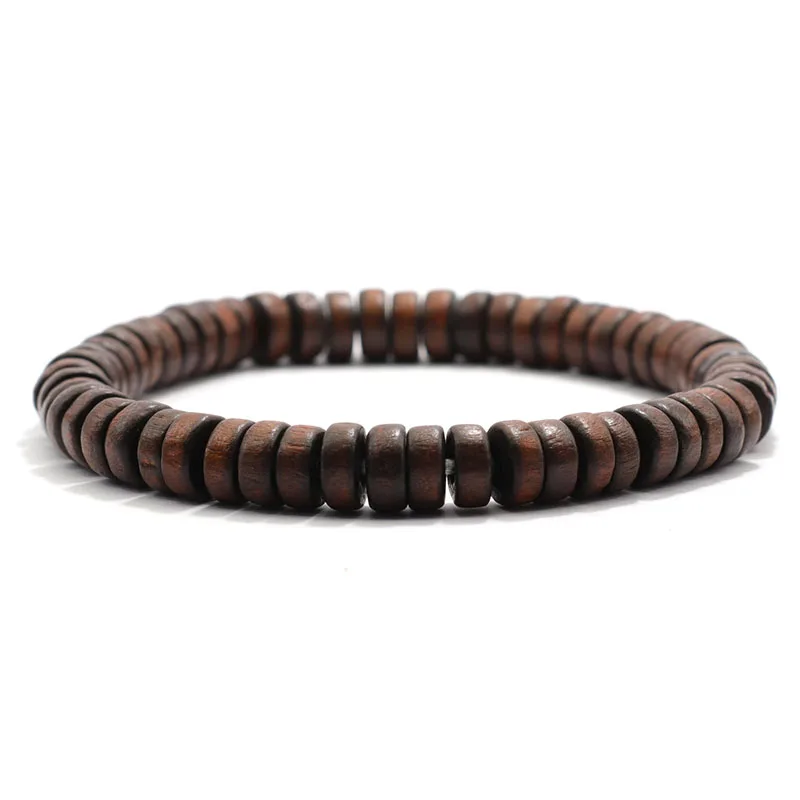 Handmade Coconut Husk Wooden Men Bracelet for Yoga Meditation