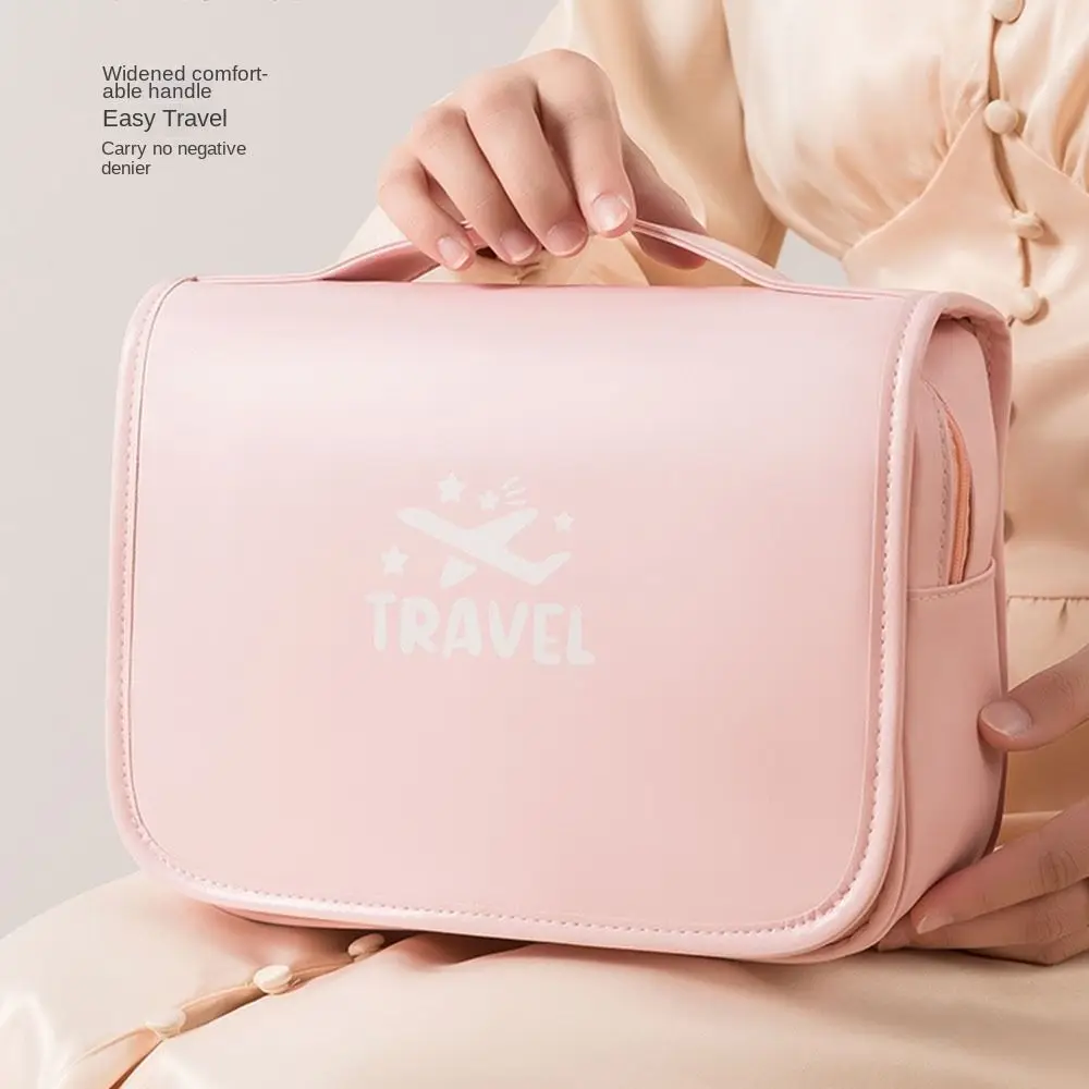 

PU Cosmetic Bag Multi-Function with Hook Large Capacity Wash Bag Waterproof Bath Tote Bag Travel