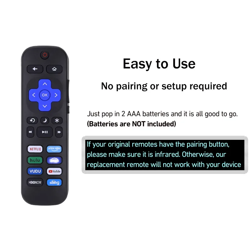 Universal TV Remote Control for Roku for TCL/Hisense/Insignia/Element/Westinghouse/Hitachi LCD TV Television Lightweight