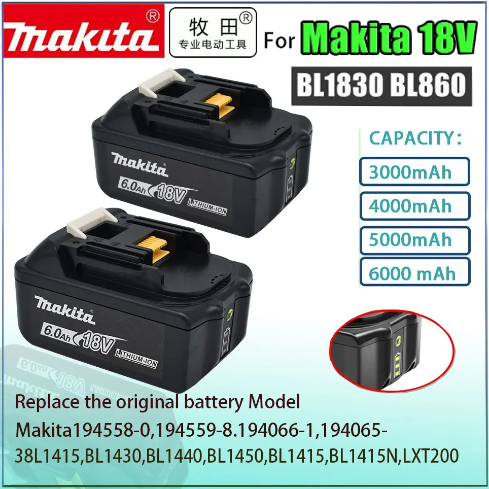 

6.0Ah BL1850B Replacement Battery For Makita 18V Battery Li-ion BL1850 BL1860B BL1860 BL1840 BL1840B BL1830B BL1830 LXT-400