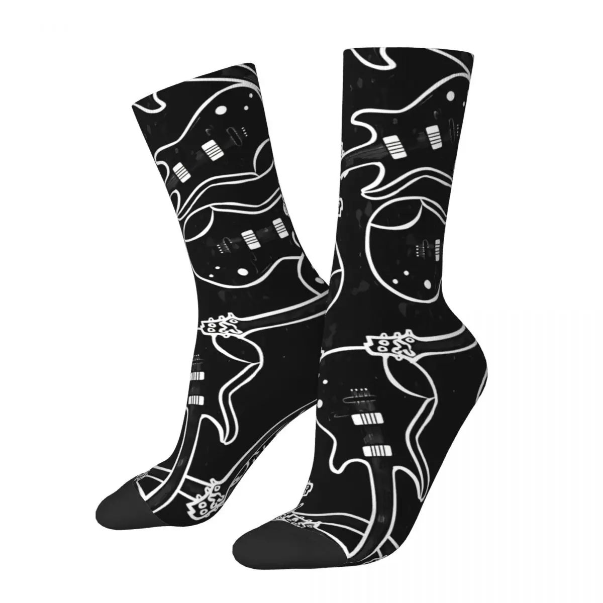 

Носки мужские с принтом гитар, винтажные короткие носки в стиле Харадзюку, рок-н-ролл, цвет черный/белый