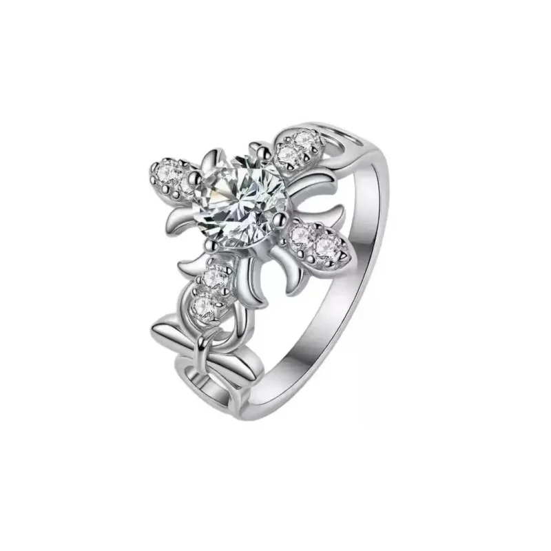 Zircon Cross Opening Rings Classic Fine Jewelry Minimalist