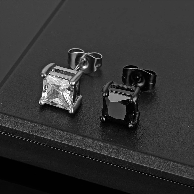 Stainless Steel Stud Earrings Men Stainless Steel Square Earrings