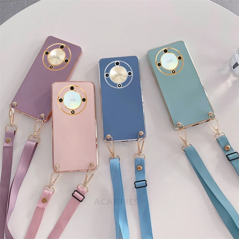 Premium Crossbody Lanyard Plating Case with Silicone Cover