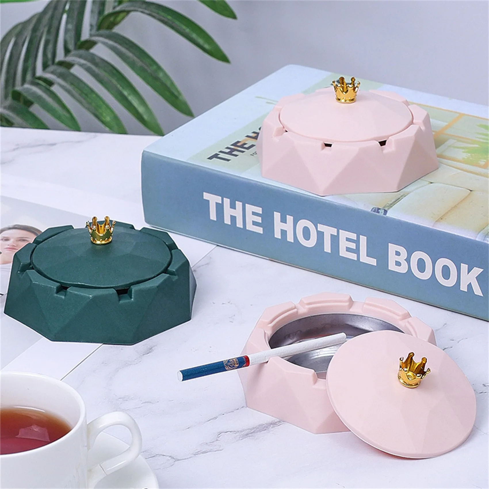 Nordic Minimalist Creative Ashtray With Lid Home Decor Beautify Ornaments Office Study Living Room Decoration portable ashtray