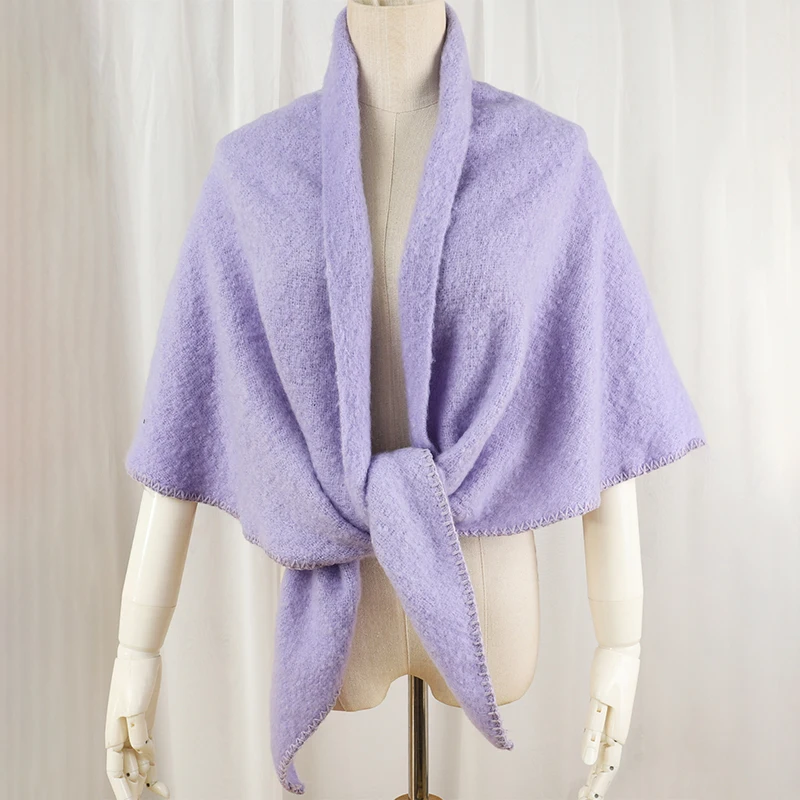 Women Winter Warm Cashmere Plaid Triangle Scarf Shawl Fashion Soft Solid Luxury Pashmina Lady Thick Blanket Long Bandana Scarves 2