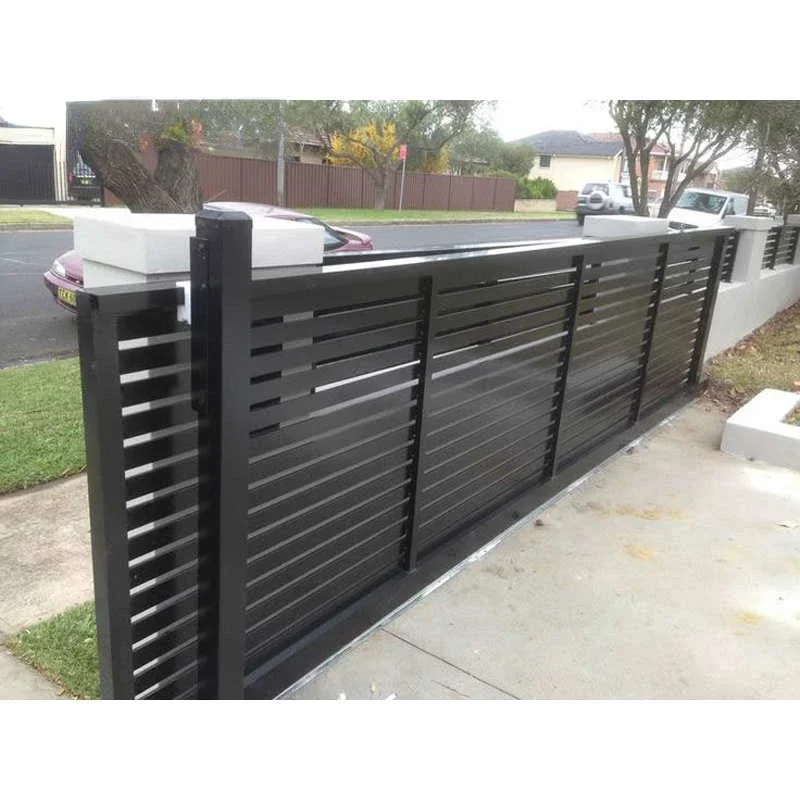 

Coffee /dark gray fence panel gate for garden with aluminum post