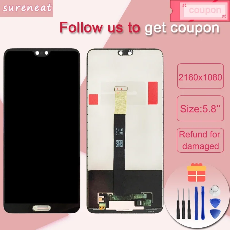 

2160x1080 5.8" For Huawei P20 LCD Display Touch Screen Digitizer Assembly EML L29 L22 L09 AL00 For Huawei P20 LCD
