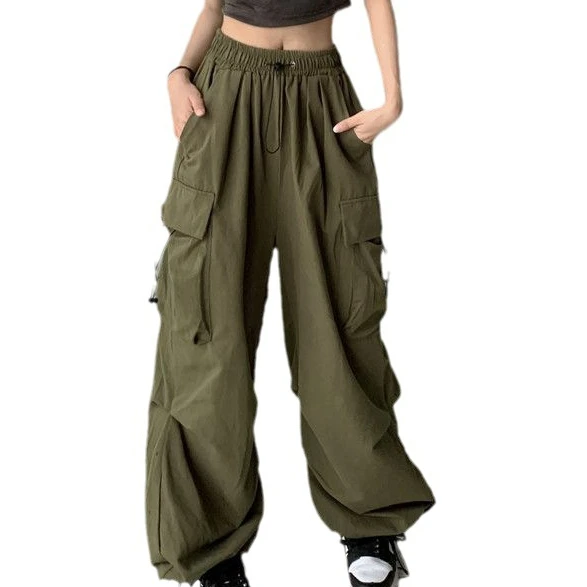 

Summer Versatile Straight Tube with A Drooping Feel Fashionable Tied Loose Wide Legs Retro Workwear Casual Pants for Women