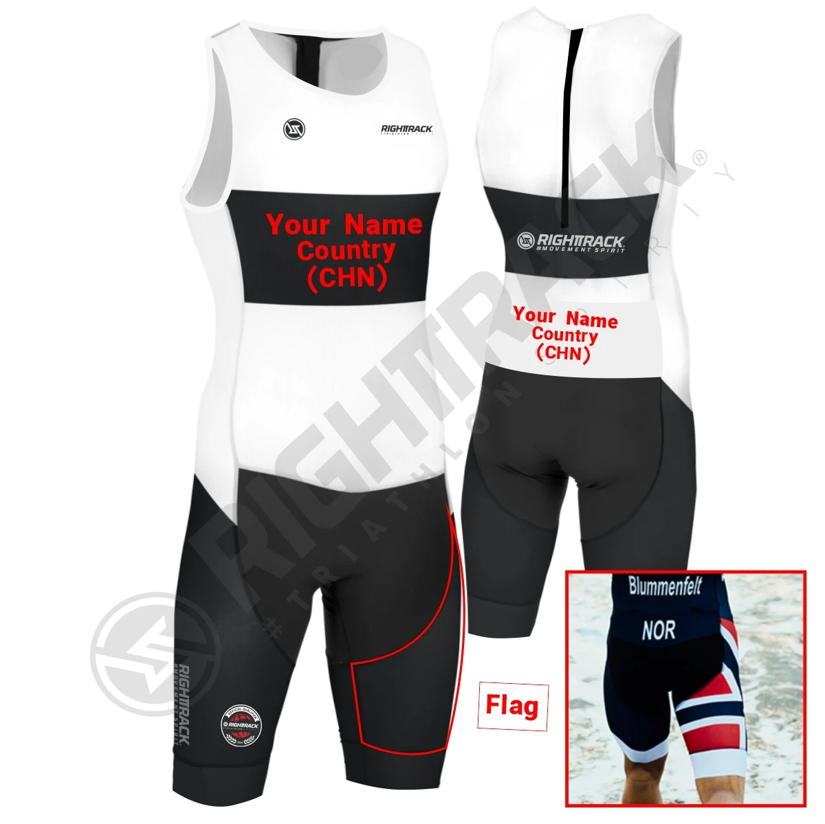 Custom Name Flag Trisuit Clothing Men's Triathlon Skinsuit RIGHTTRACK Swimming Cycling Running Competition Apparel 4