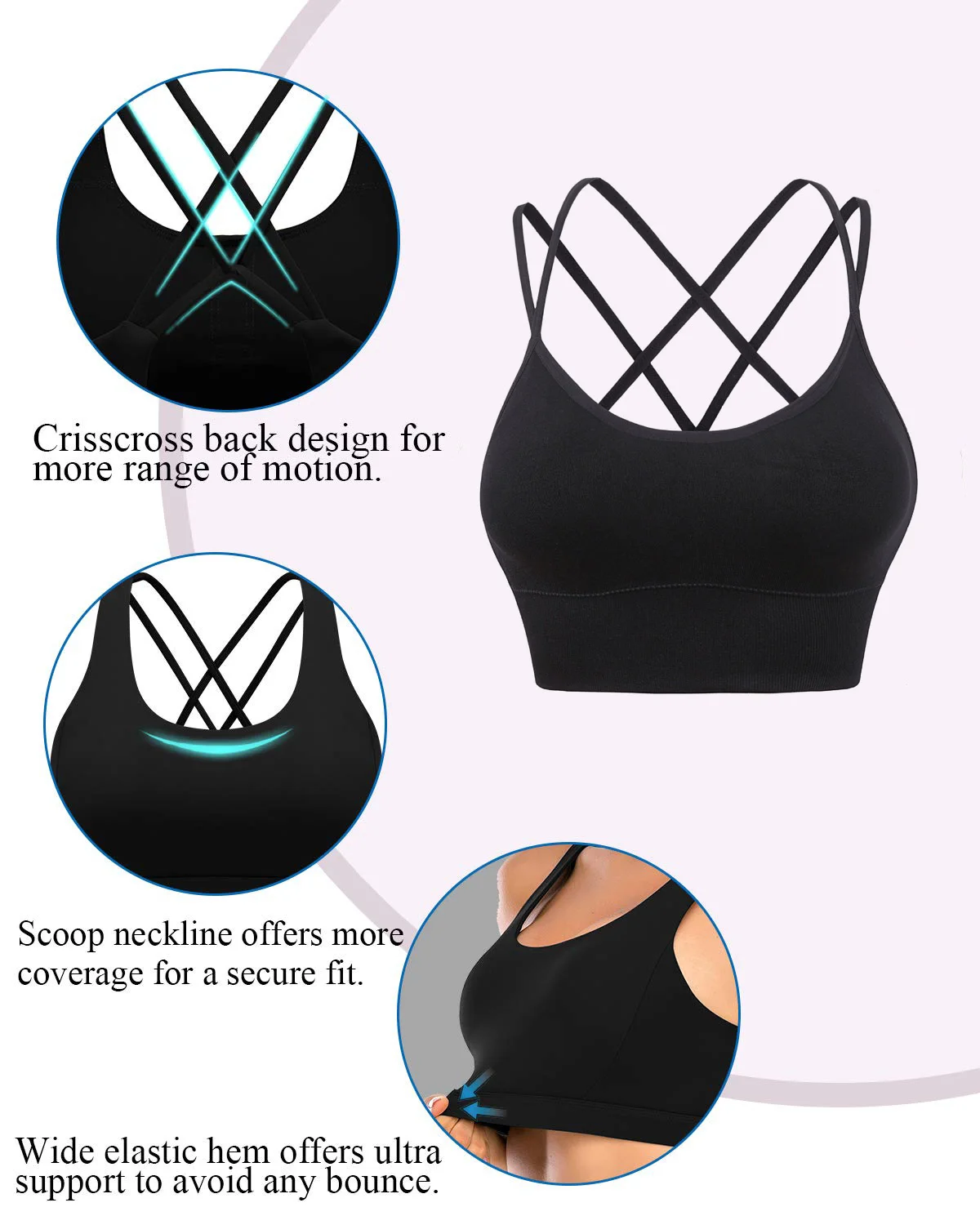 Burband Womens Strappy Cut Out Sexy Sports Bra Sexy Crisscross