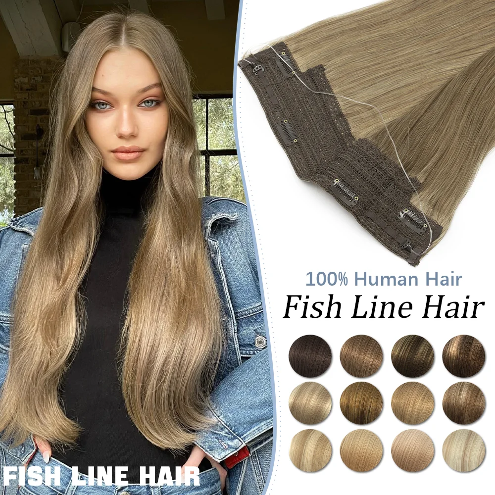 wire-in-hair-extensions-human-hair-straight-fish-line-natural-fusion-hair-extensions-with-4-clips-weft-hair-extensions-for-women