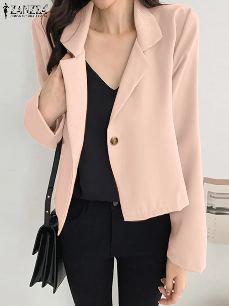 

ZANZEA Office Wear Formal Simple Blazer Autumn 2023 Women Casual Blazer Elegant Suit Collar Long Sleeve Suit Coat OL Suits Femme