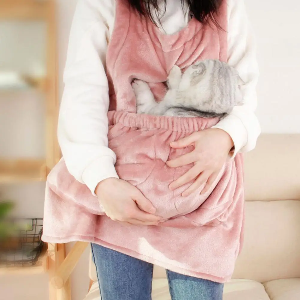 Pet Apron Carrier Super Soft Adjustable Double Pocket Reinforced Edges Neat Stitches Keep Warm Flannel pet carrier bag pet bag pet apron