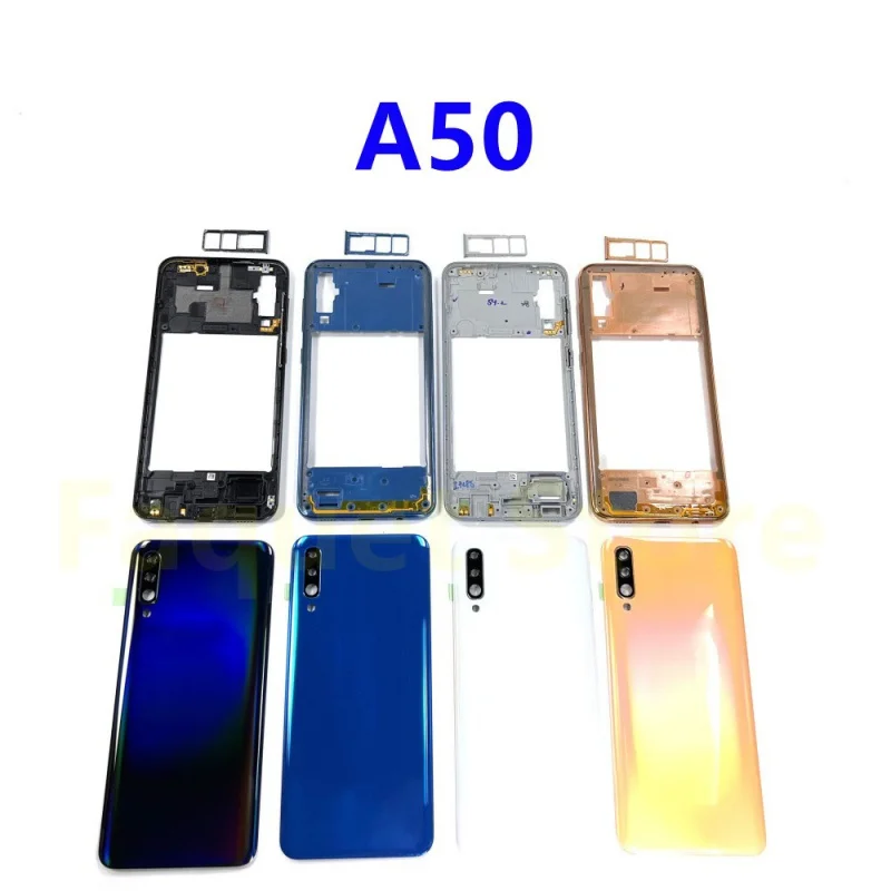 

For Samsung Galaxy A50 2019 A505 A505F/DS All Housing Case Middle Frame cover Battery Back Rear Camera Lens