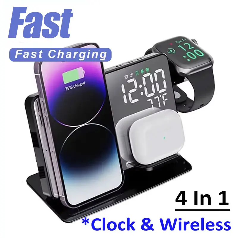 30W Fast Wireless Charger Dock Station For iPhone XS XR X 8 Apple Watch 8 7 6 SE AirPods 3 Pro Phone Charging Stand