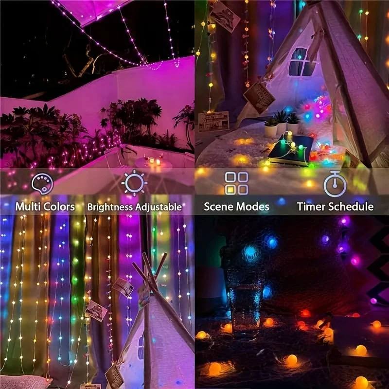WS2812B Dream Color LED String Light Smart RGB IC App Control Fairy Lights Music Sync Timing DIY Christmas Tree Decor Halloween