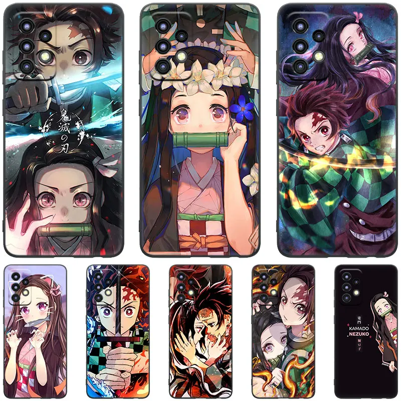 Funda Anime Demon Slayer Kamado Tanjirou Nezuko para Samsung A04S A04E A12 A13 A14 A22 A23 A32 A33 A34 A51 A52 A53 A54 A70 A71 A73
