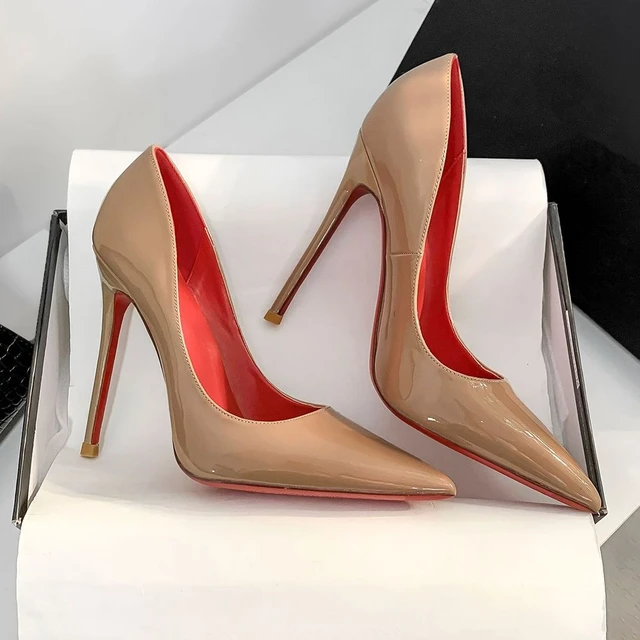 Star Style Luxury Shoes For Women Red Shiny Bottom Pumps Brand Large Size  High Heel Shoes Sexy Party Pointed Toe Wedding Shoes