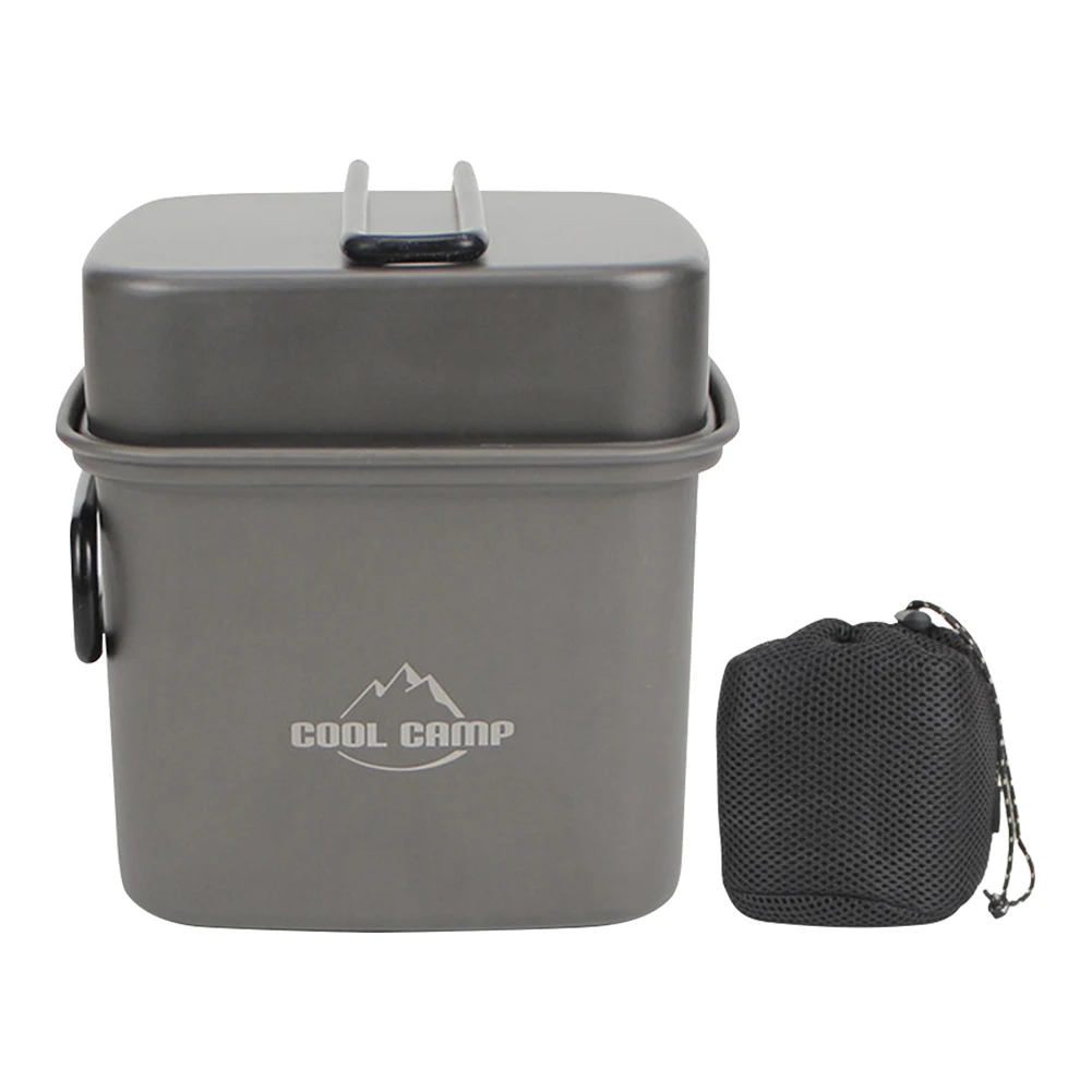 2 In 1 Outdoor Camping Square Pot with Storage Bag Folding Frying Pan Cooking Pot Lightweight Set for Outdoor Backpacking