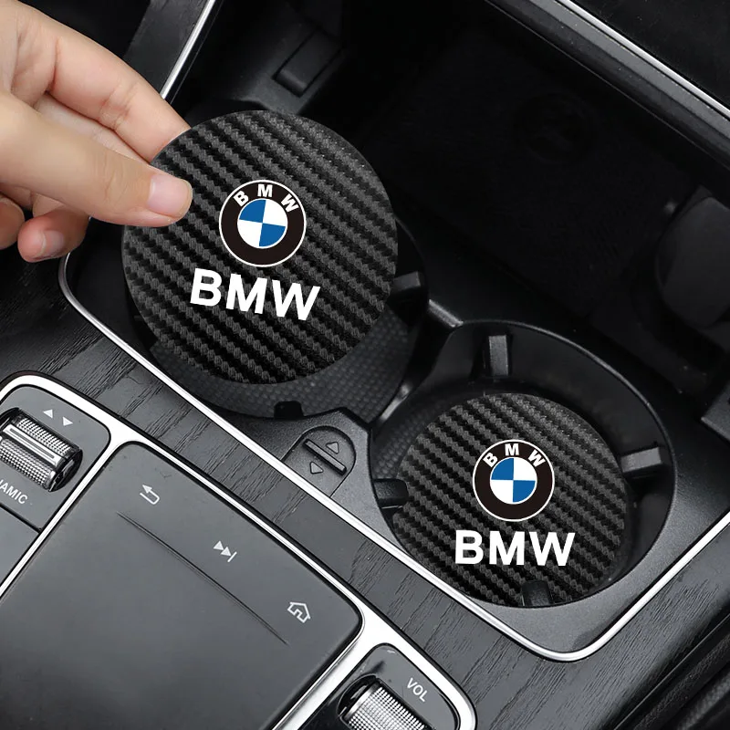 자동차 엠블럼 컵 트로프 매트 코스터 가죽 액세서리, BMW E92 E93 F34 F35 F07 F12 F13 G15 G16 E84 F39 G01 G02 G26 E63, 2 개