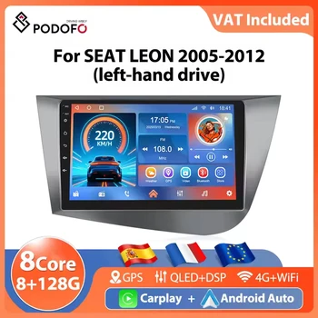 Podofo 9'' Carplay Car Radio For SEAT LEON 2005-2012 Multimedia Player AI Voice Android Auto 8Core 8+128G WIFI 4G BT GPS RDS DSP 1