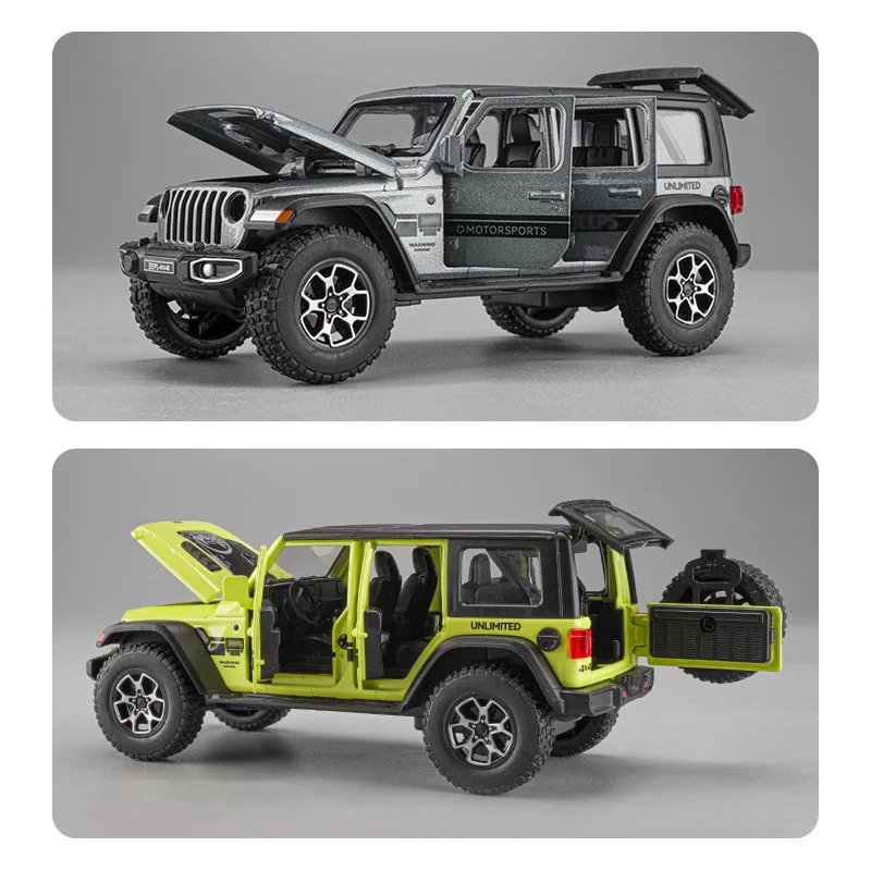 1:32 Jeeps Wrangler Sahara Off-Road Alloy Model Car Toy Diecasts Metal Casting Sound and Light Car Toys For Children Vehicle 2