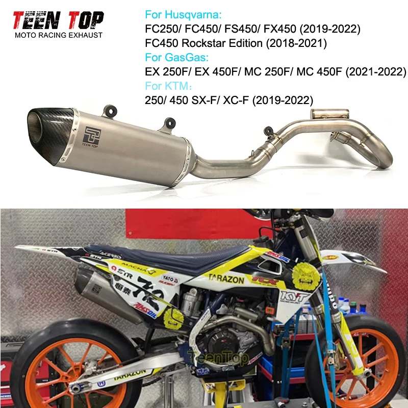 Motocross 4-stroke Offroad Motorcycle Exhaust System For KTM 450 Ex-f For Husqvarna FS450 Muffler For GasGas EX 450F Elbow 19-22
