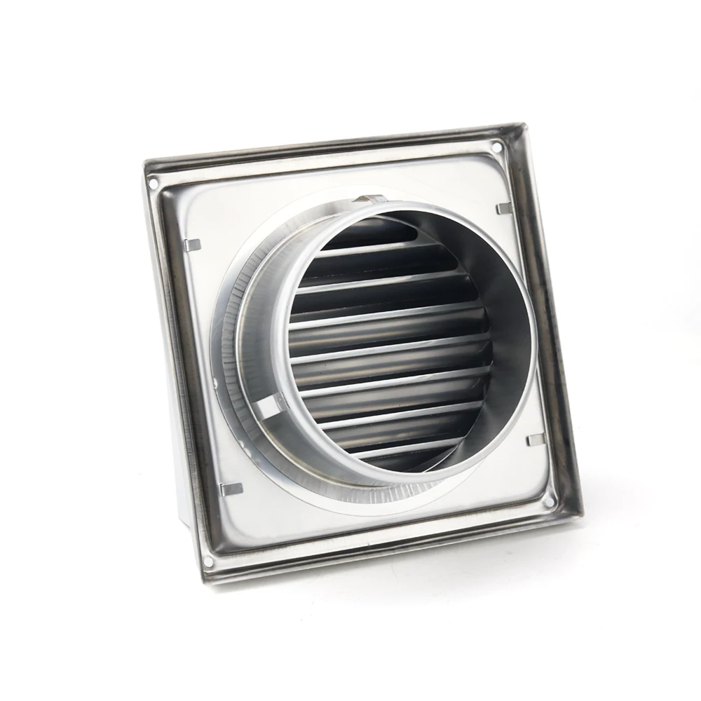 100/125/150mm 304 Stainless Steel Air Vent Grille Square Air Outlet Windproof Rainproof Bathroom 4/5/6 Inch