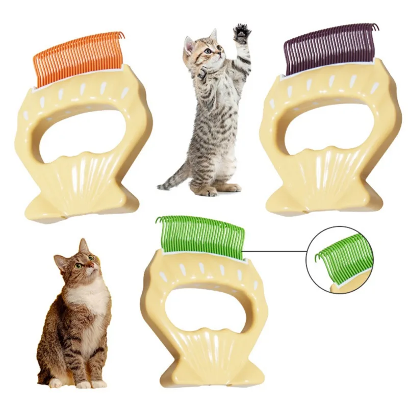 

Cat Pet Comb Massage Brush Conch Shaped Handle Pet Grooming Massage Tool To Remove Loose Hairs for Cats Cleaning Dog Accessories