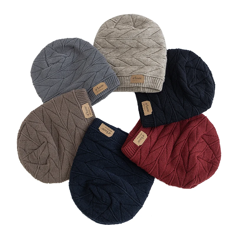 Unisex Beanie Hats For Men Women Outdoor Ski Sports Winter Hat Letter Label Decor Plush Fur Lined Warm Knitted Hat