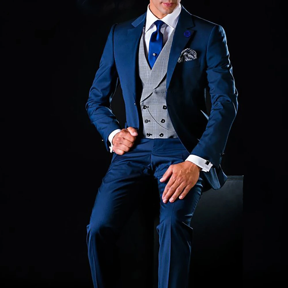 3 Piece Men Suits for Wedding Tuxedo Notched Lapel Male Jacket with Pants Vest New Fashion Clothes