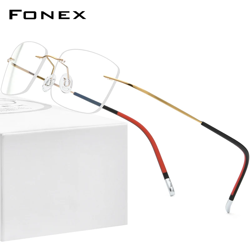 Fonex-男性と女性のためのリムレスチタン眼鏡,超軽量眼鏡,高品質の