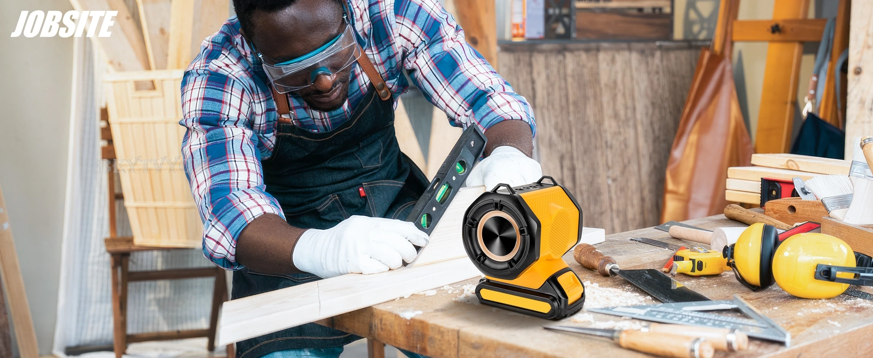 Bluetooth Speaker for Dewalt 20v 60v Battery With USB-A/C ports RGB Light 30W Co