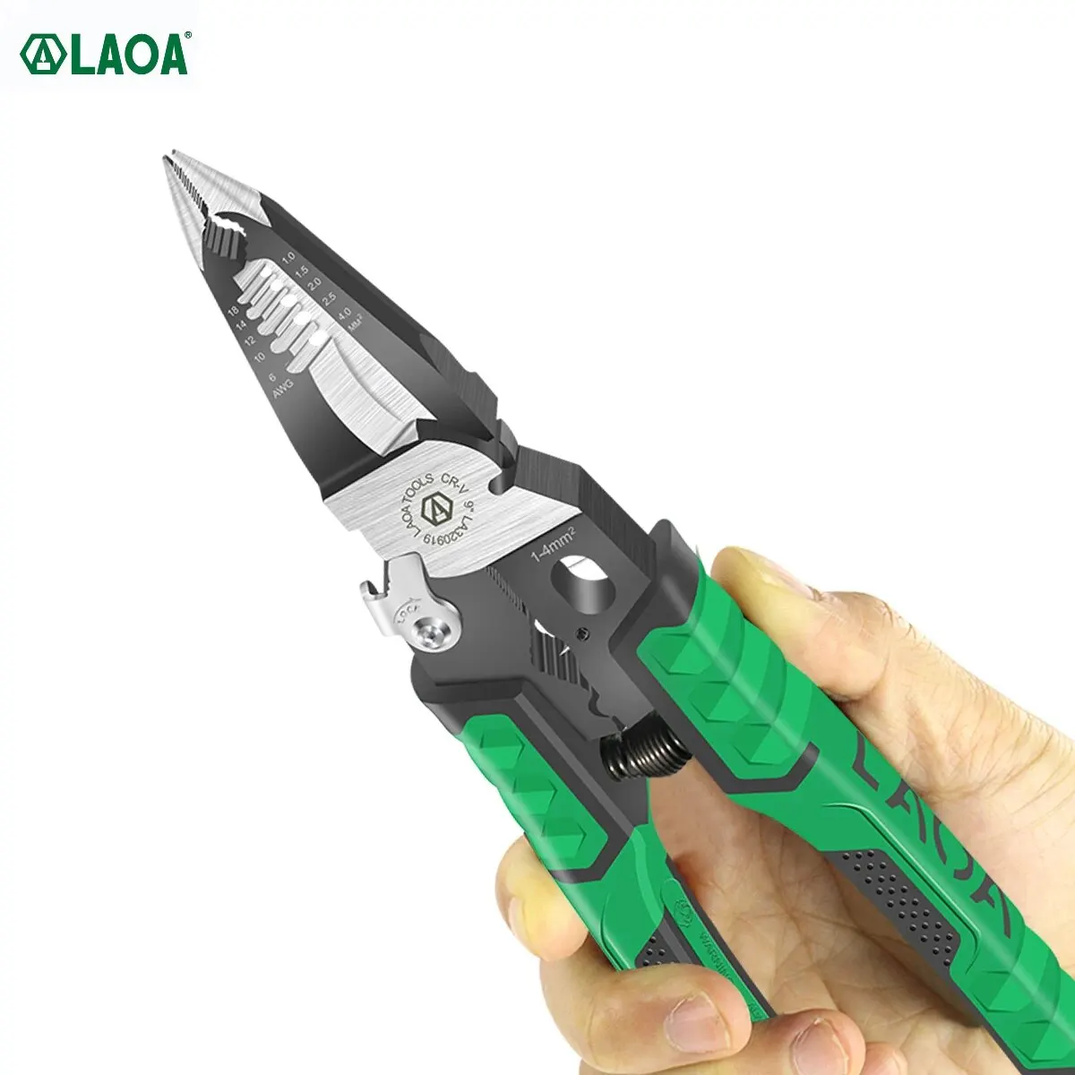 LAOA Electrician Pliers Needle Nose Pliers 9 in 1 for Clamping Screwing Wire Stripping Cable Cutting Wire Splitting